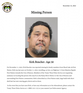 Missing Person: Kirk BOUCHER - Age 50